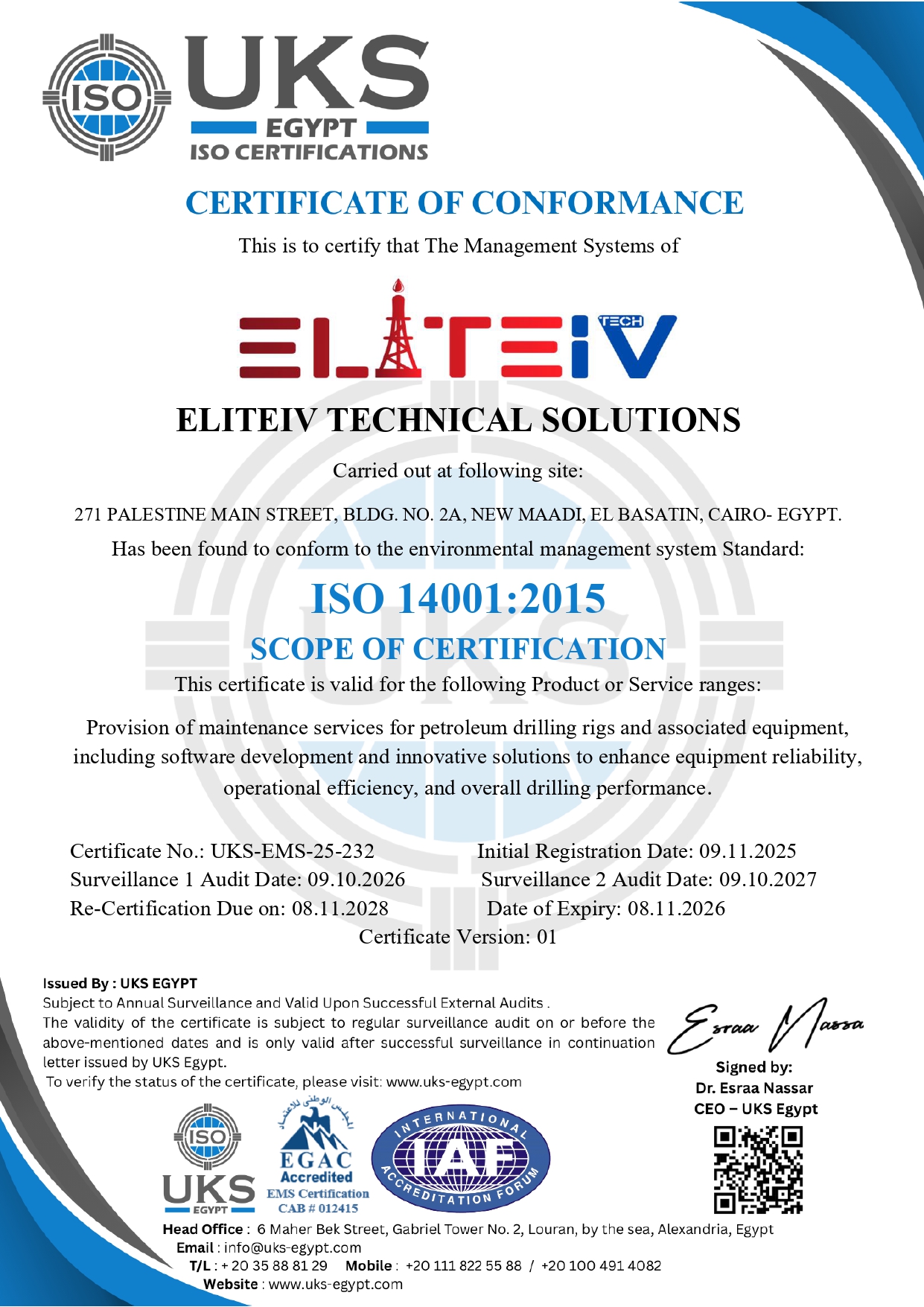 ISO 14001:2015 Certificate